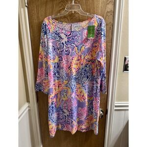 Lilly Pulitzer Marlowe Dress Sea Turtles XL 26014 long Sleeve NWT LILAC VERBEN